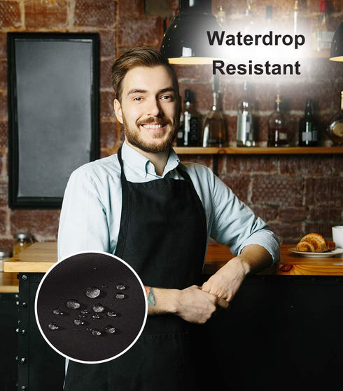 12 Pack (12, Bib Black Apron for Women Men Adult Chef, Kitchen Aprons Bulk with Pockets for Cooking Baking Painting