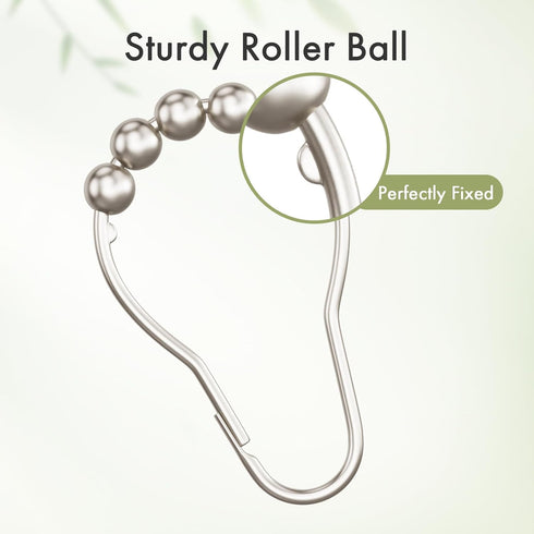 Amazer Set of 12 Rust-Resistant Metal Shower Curtain Rings, Matte Nickel Hooks for Bathroom Shower Rod