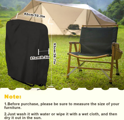 Fun Gift 420D Resistant(32.3'' 36.7'x 8.3')-Black Outdoor Folding Chair Covers, Oxford Cloth Zero Gravity Chair Covers