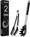 Spaghetti Spoon and Pasta Tong, Non-stick Silicone Spoon Server Fork with Stainless Steel Handle for Noodles