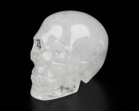 Skullis 2.0" Quartz Rock Crystal Carved Skull - Hand Carved Gemstone Fine Art Sculpture