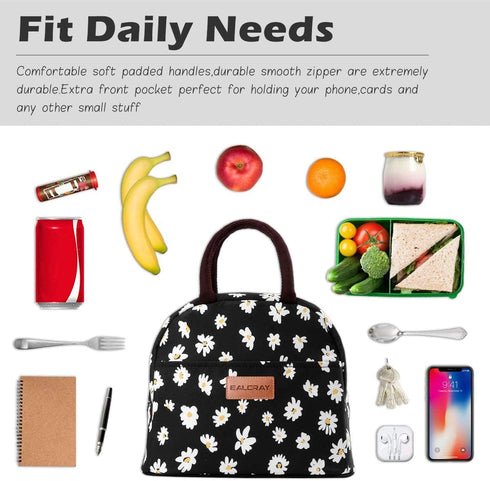 BALORAY Lunch Bag for Women Men, Insulated Lunch Box for Work, Picnic, Travel - Daisy
