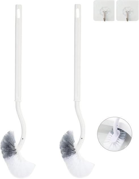 Ryhiac 2 Pack Curved Toilet Bowl Brush Without Holder for Bathroom, Compact Toilet