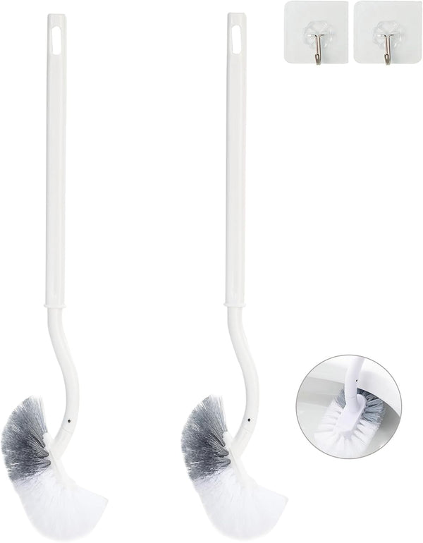 Ryhiac 2 Pack Curved Toilet Bowl Brush Without Holder for Bathroom, Compact Toilet