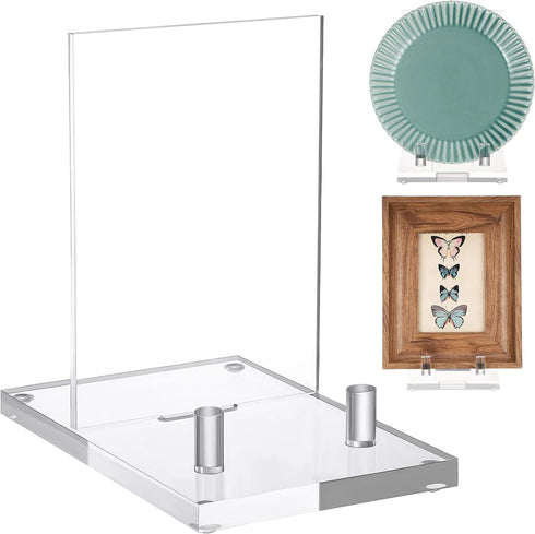 Yousoontic Clear Acrylic Book Stand, Easel Display Stand for Picture, Book, Decorative Plate, Platter (4 x 6 x 6 Inch)