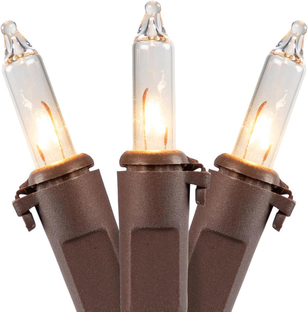 Northlight Mini Incandescent Christmas Lights - Clear - 4' Brown Wire -