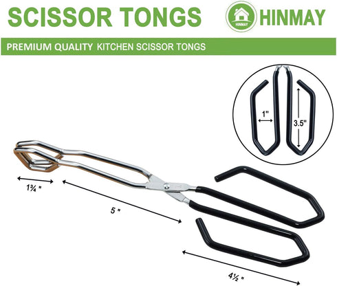Scissor Cooking Tongs 11-Inch Stainless Steel Wire Tongs Kitchen Scissor Tongs, Set of 2 by HINMAY