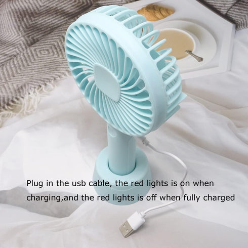 Honbay Handheld Rechargeable Fan, Portable USB Mini Fan with Base for Home, Office, Travel, Blue