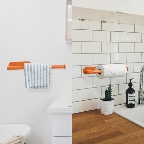 YeeBeny Orange Paper Towel Holder Kitchen Roll Holder, Paper Towel Holder - Self Adhesive or Drilling, Under Cabinet