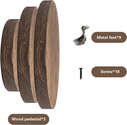 QoTang 3 8/6/4 Inch) PCS Wooden Display Riser for Display Wood Risers for Decor and Organizer Round Display Stand