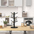 Dorhors Black Coffee Mug Holder Tree, Coffee Bar Organizer with 6 Hooks, Wood Coffee Mug Rack for Counter