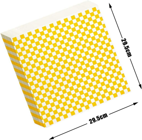 100 Sheets Checkered Dry Waxed Deli Paper Sheets, Paper Liners for Plastic Food Basket, Wrapping Bread and Sandwiches