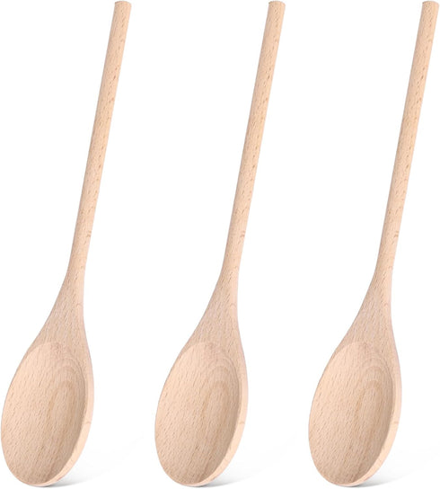 HANSGO 3PCS Wooden Cooking Spoons, 10 Inch Long Tasting Spoons, Large Wooden Utensils