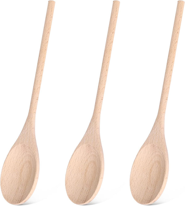 HANSGO 3PCS Wooden Cooking Spoons, 10 Inch Long Tasting Spoons, Large Wooden Utensils
