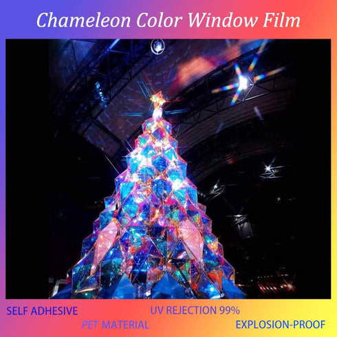 Holographic Decorative Iridescent Window Film - Adhesive Glass Film with Rainbow Effect for DIY Decoration, 17.7"x10'
