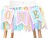 Rainbow High Chair Banner for 1st Birthday - Baby Girl Smash Cake
