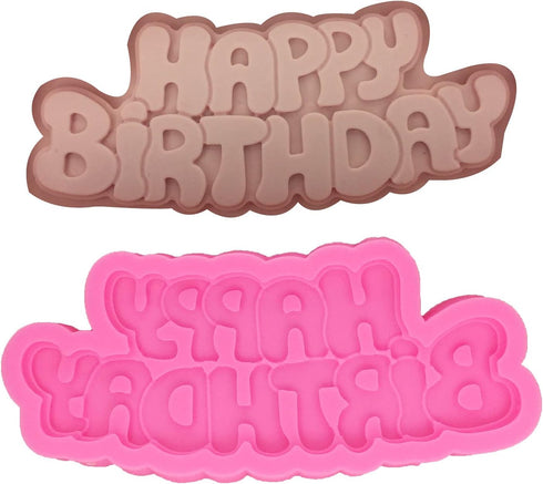 Happy Birthday Letter Mold, 100% Food-grade Silicone Non-stick DIY Cake Decoration Chocolate Candy Mold
