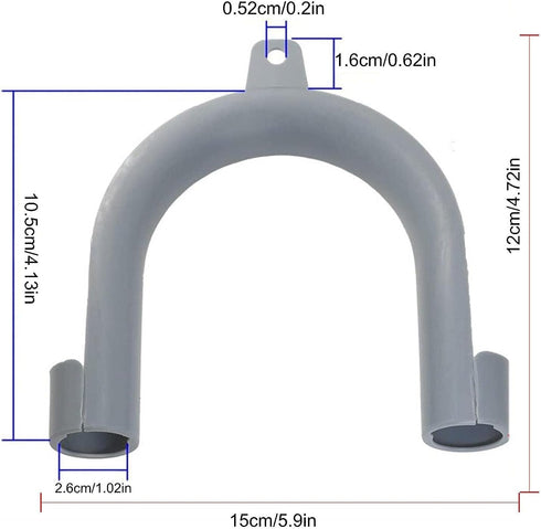 2Pcs Gray Clothes Washer Drain Hose Holder, U-Shape Hook Adapter for Washing Machine Drain Hose