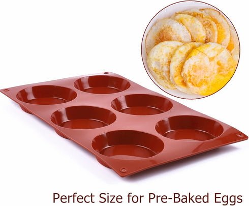 JOERSH Silicone Egg Molds - 2-PK Non-Stick 3" Round Muffin Top Baking Pans for Breakfast Sandwiches