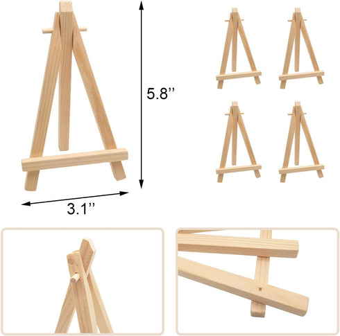 4pcs Mini Wood Display Easels, Small Table Top Easels, Artist Triangle Easels for Displaying Canvas Paintings, Weddings, Business Cards, Photos, Crafts by Juxiamal