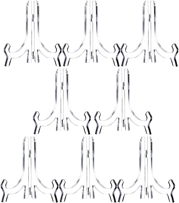 Artliving Clear 8 Pack 6.5inch Acrylic Easels, Display Stand Holder for Pictures, Plates, and Artworks
