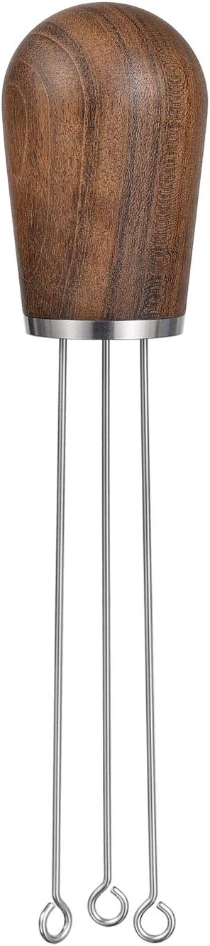 Espresso Coffee Stirrer, SANTOW Wood Handle Needle Type Coffee Distribution Tool, Professional Barista Tamper, Dark