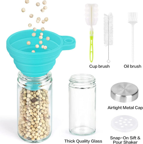 Spice Rack Organizer with Jars for Cabinet, 20Pcs Revolving Seasoning Organizer, Stainless Steel/Wooden