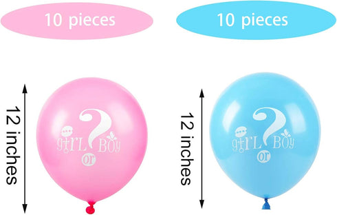 Lecpeting 20 Pcs Gender Reveal Balloons Boy or Girl, 12 Inches Latex Party Balloons for Baby Shower Decorations