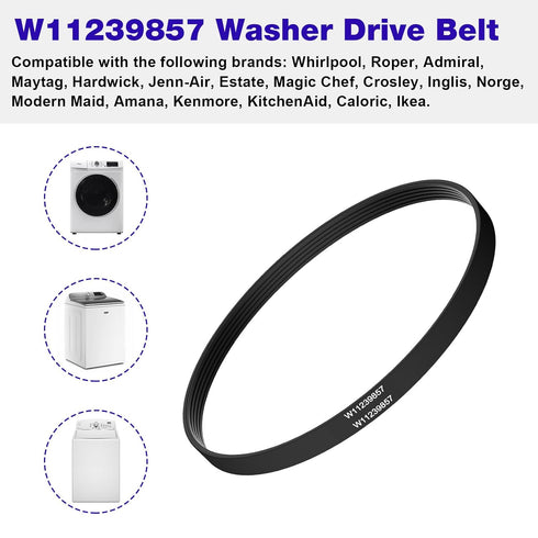 W11239857 W10808317 Washing Machine Belt Replacement Whirlpool Amana Maytag Top Load Washer PS12578772 4845287 AP6333320