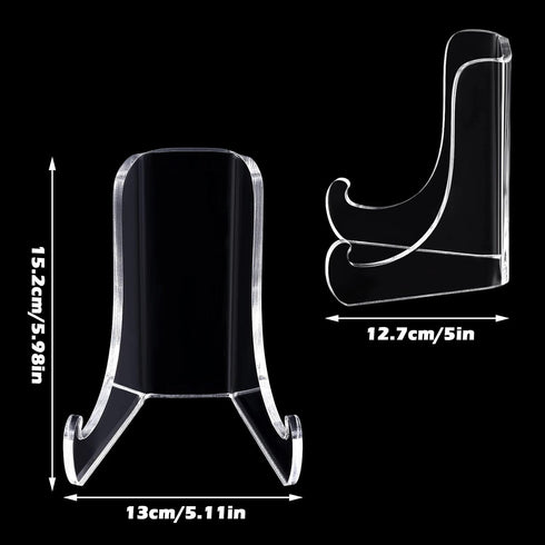 Chunful 2 Pieces Acrylic Plate Stands Clear Acrylic Easels Display Stands with Deep Support Shelves for Display Card Holder Photos Book Picture Table Top Holder Home Decors (5.1 x 5 x 6 Inch)