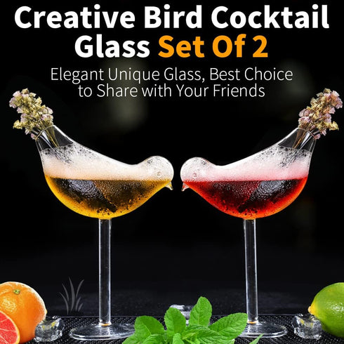 SuproBarware Cocktail Glass - Clear Wine Glasses Set of 2 Goblet Beverage Glass 5 Ounce for Party Wedding