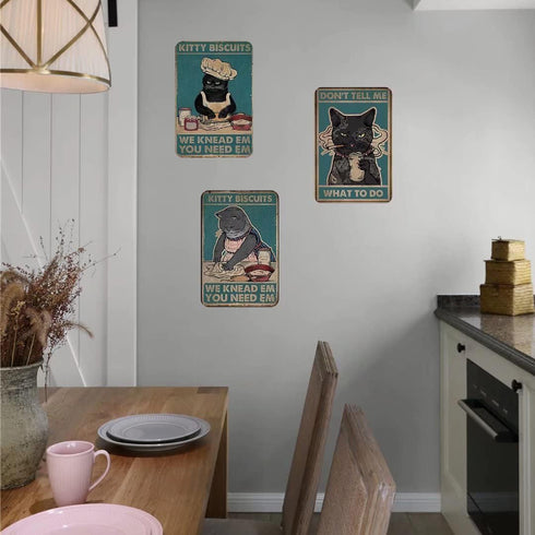 Yepzoer Cat Kitty Sewing Retro Style Bar Sign Wall Art Decor, Sewing Because Murder is Wrong, 12x8 inch Metal Sign