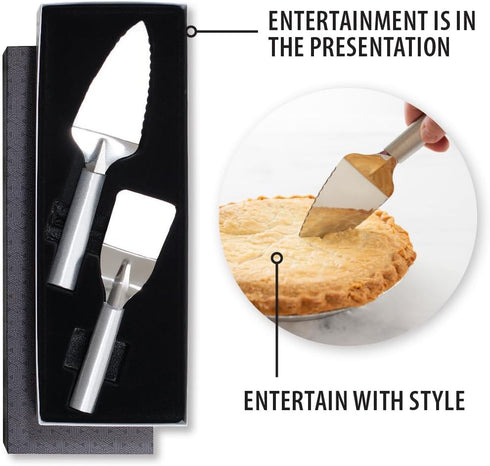 Rada Cutlery 2-Piece Pie and Mini Dessert Server Set, Silver Handle