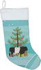 Caroline's Treasures BB9198CS Belted Galloway Cow Christmas Stocking, Teal Fireplace Hanging Stockings for Christmas