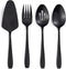Matte Black Serving Set - 4-Piece Stainless Steel Hostess Set for Buffets, Includes Serving Spoon and Fork