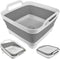 Collapsible Wash Basin with Drain Plug - 2.4 Gallon (9L) Portable Sink for RV Camping, Space-Saving Dish Pan (Gray)