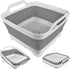 Collapsible Wash Basin with Drain Plug - 2.4 Gallon (9L) Portable Sink for RV Camping, Space-Saving Dish Pan (Gray)