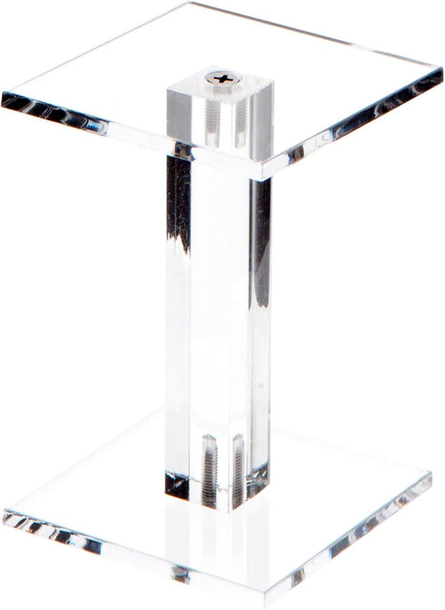 Plymor Clear Acrylic Square Barbell Pedestal Display Riser, 4.375" H x 3" W x 3" D