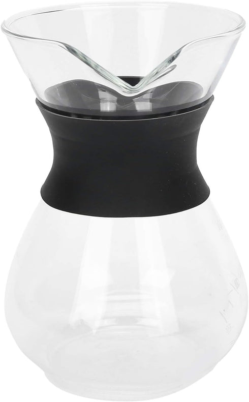 Fdit Reusable Glass Coffee Pot with Stainless Steel Filter, Manual Drip Coffee Maker Set (400ml)