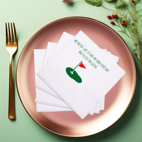 Funny Golf Ball Cocktail Napkins, 50Pcs My Doctor Says To Take Iron Every Day, Disposable Napkins for Golfer Party