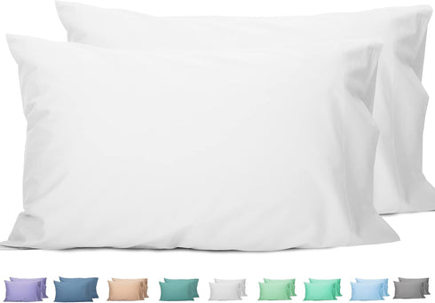 Sunflower Queen Pillowcases Set of 2, 100% Cotton Bright White Queen Pillow Cases 20×30 inches, Soft and Breathable