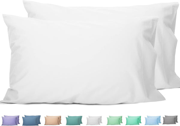Sunflower Queen Pillowcases Set of 2, 100% Cotton Bright White Queen Pillow Cases 20×30 inches, Soft and Breathable