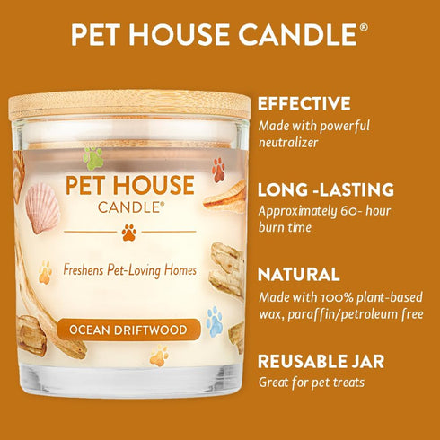 One Fur All 9 OZ Ocean Scented Candle, Clean Burning, Long Lasting Air Freshener for Home - Ocean Driftwood