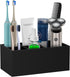 Electric Toothbrush Holder - 5 Slots Resin Organizer with Drain Hole for Bathroom Vanity, Matte Black Countertop Storage
