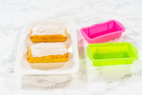 Bakerpan Silicone Mini Loaf Pans for Baking, 4.5 Inch Reusable Baking Mold, Set of 4 Mini Cake Pans