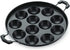 Nonstick Aluminum Appam Pan with 12 Pits and Lid, Easy to Clean, Dimensions: 9" Length x 9" Width x 2" Height