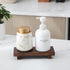 Small Wood Tray Pedestal Stand - Decorative Wooden Riser for Bathroom, Kitchen Soap Dish Holder, Walnut