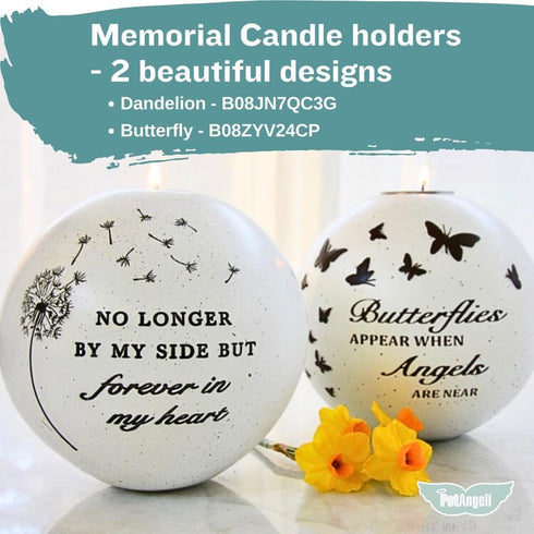 Butterfly Memorial Candle Holder - 5 x 5 Inch Sympathy Gift for Grief, Loss of Loved One, Remembrance