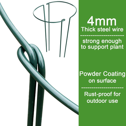 6 Pack (10" 15.8" HiGift Plant Support Stakes, Metal Peony Cages and Supports, Garden Stakes Plant Support Cage, Large