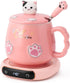 Bgbg Coffee Mug Warmer & Cute Cat Mug Set, Electric Beverage Cup Warmer for Desk with Three Temperature Settings